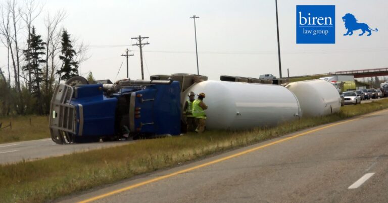 Tanker truck tipped over