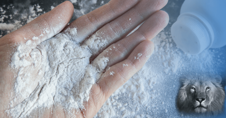 talcum powder on hands
