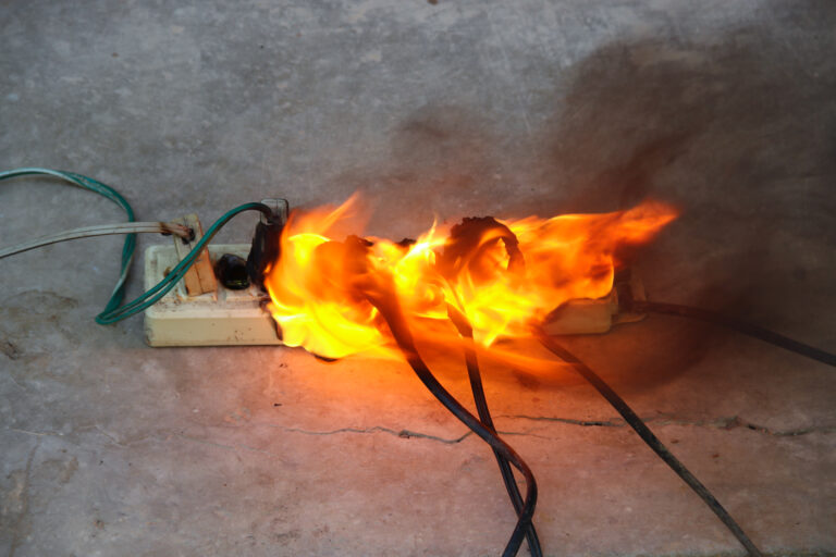 A fire caused by a defective power strip