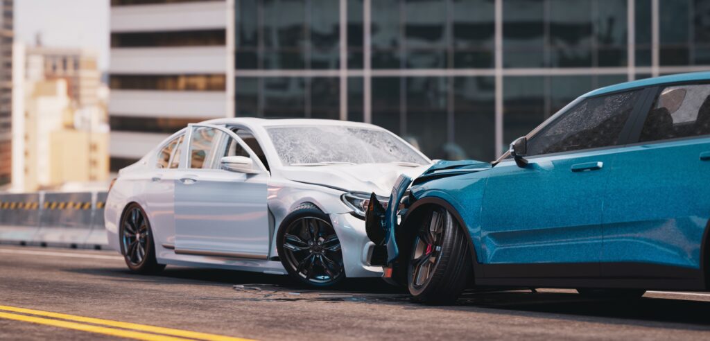 Head on collision car accident